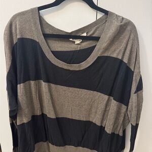 BCBGeneration Striped Black and Gray Women's Top